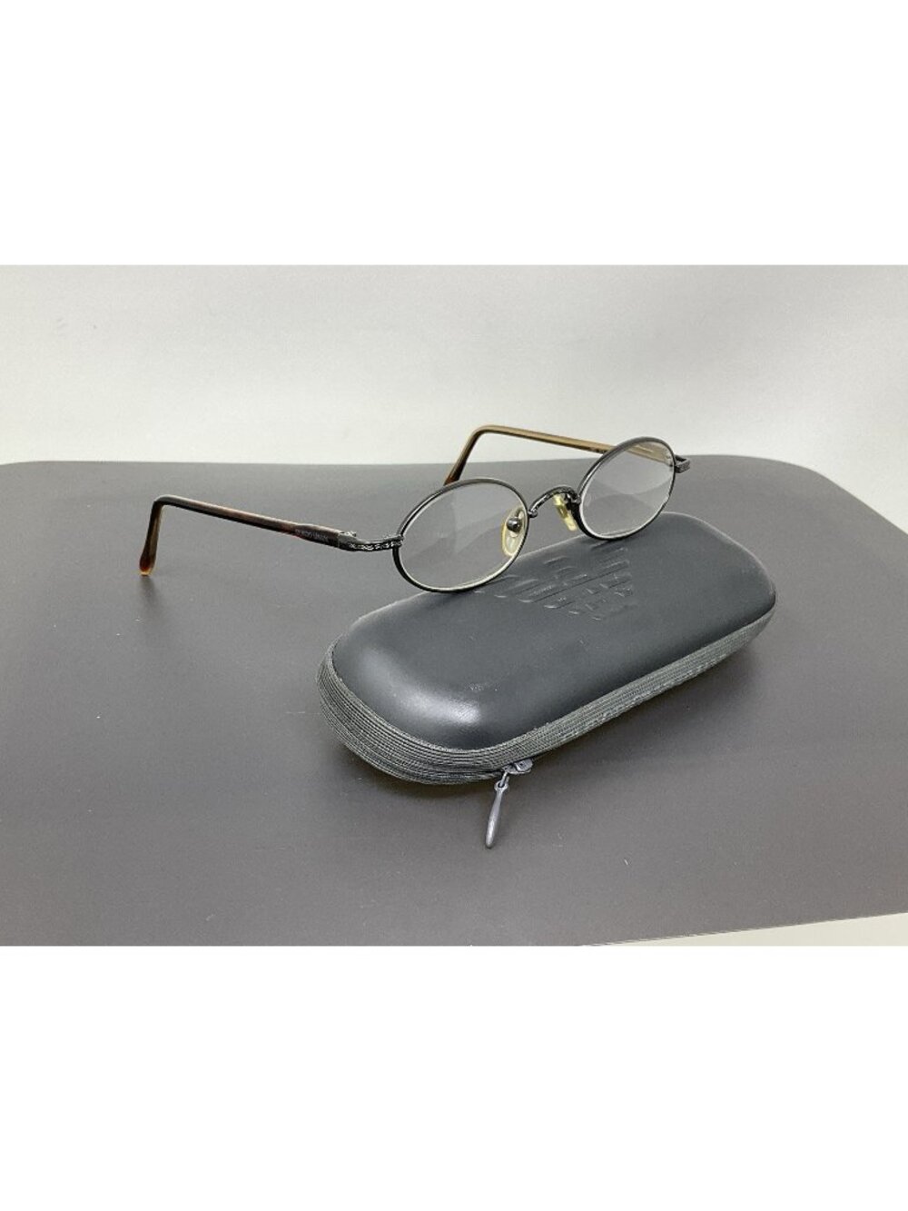 Vinatge Giorgio Armani GA 250 976 Dark Gunmetal  Oval Eyeglasses  Italy 44 [] 20